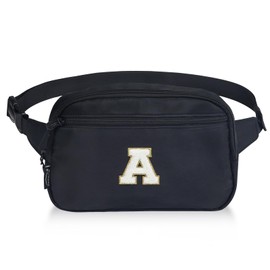 Aosbos Small Crossbody Bag for Women Everywhere Belt Bag Fanny Pack Water-Resistant Waist Pack with Chenille Letter A Black