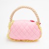 Handbag Squeak Dog Toy Pink with Rope