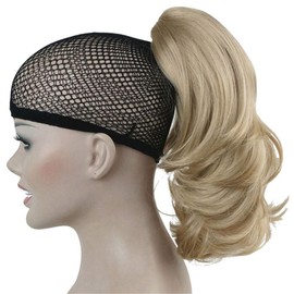 Lydell 12" Short Wavy Curly Claw Ponytail Hair Extensions Clip in Ponytail for Women Girls Hairpieces Bright Golden Blonde