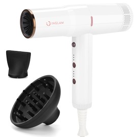 Hair Dryer, IG INGLAM Professional 110,000 RPM High Speed Blow Dryer, Negative Ion Low Noise 3 Heat Settings & 3 Speed & Cold Settings, Lightweight for Travel Home Salon Ionic Hair Dryer
