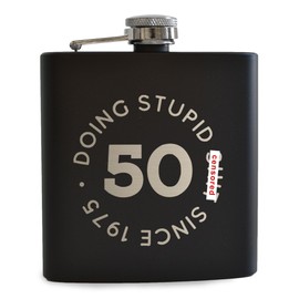 Doing Stupid Since Engraved Metal - Funny 50th Birthday Gift for Men Women
