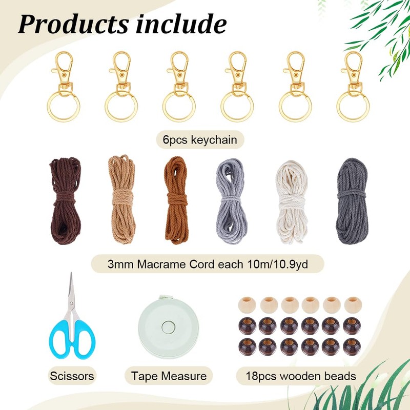 ACRNIGHEET 6PCS Owl Macrame Keychain Kit for Adults Beginners 6