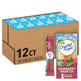 Crystal Light Sugar-Free Raspberry Green Tea On-The-Go Powdered Drink Mix 120 Count-10 Count (Pack of 12)