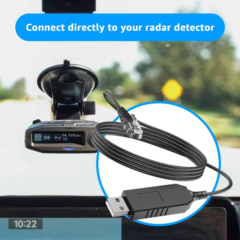 3.3FT USB to RJ11 for Uniden Radar Detector Power Cable