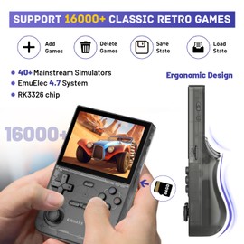 kinhank Retro Handheld Game Console, Supports 9000+ Games, Equipped with 64G TF Card, Portable Mini Retro Video Games Console, 3.5-inch IPS Screen (Black)