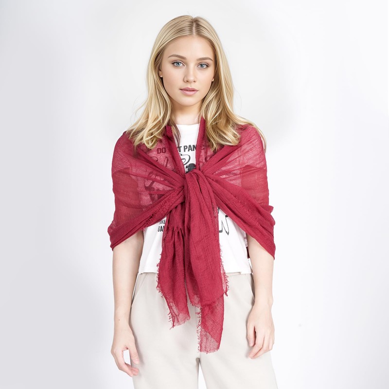 Women Summer Cotton Blend Crinkle Vintage Soft Long Scarf Linen