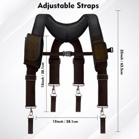 UMYLOV Tool Belt Suspenders, Work Belt Suspender with Magnetic Wristband, Suitable for Construction Electrician Tool Belt with Adjustable Front and Back Straps (Brown Tool Belt Suspenders)