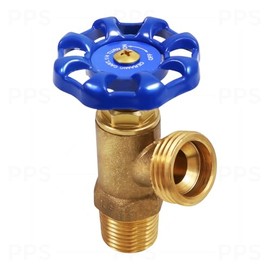 3/4 inch Boiler Drain, Quarter Turn, Copper or Male Threads to Hose Brass, Kink Free Hose, Extended Threads on ¾" Bib Spout