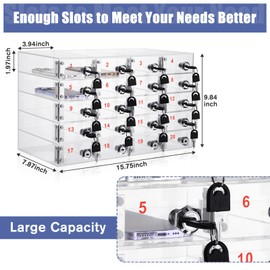 Layhit 20 Slots Cell Phone Locker Box for Classroom Clear Acrylic Cell Phone Storage Cabinet Bin with Door Locks for Classroom School Students Office Factory Employees