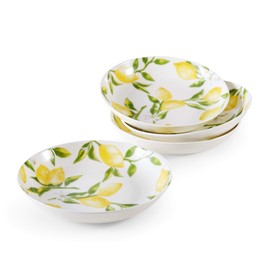 Mikasa Lemons Bone China Lightweight Chip Resistant Set Of 4 Pasta Bowls, 8.5 Inch, 20 fl oz