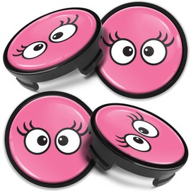 Biomar Labs 4 x Center Hubcaps, Compatible with Ford Centre Caps for Alloy Wheels, 54 mm, Pink, Black CF 63