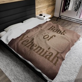 Book of Nehemiah Blanket Christian Gift Throw Antique Paper Look Full Book of Nehemiah Soft Plush Fleece Luxury Blanket Word of God Blanket
