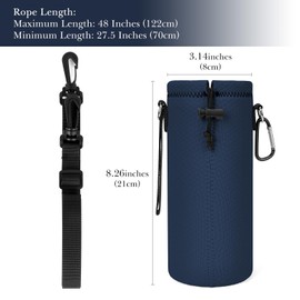 Linkidea Water Bottle Holder Strap Compatible with YETI Rambler Bottle 26oz, Yonder Bottle 1L/34oz, Insulated Neoprene Water Bottle Sling Carrier Bag with Wrist Strap, Navy Blue
