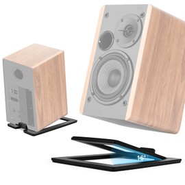 Hunenoru Tabletop Speaker Stand, Pair Speaker Stand, Resonance Reducer, Desktop Speaker Stand, Metal Desk Speaker Stand, PC Speaker, Gaming Speaker, Small Desktop Speaker Stand, Angled Studio Speaker