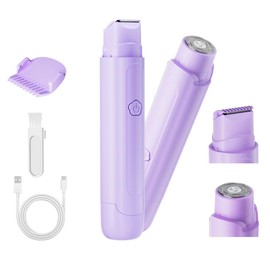 Bikini Trimmer for Women - 2 in 1 Women Electric Razor, Rechargeable Body Hair Trimmer and Facial Hair Remover, IPX7 Waterproof Wet & Dry Use Womens Electric Shaver for Bikini Underarm Leg Arm Body