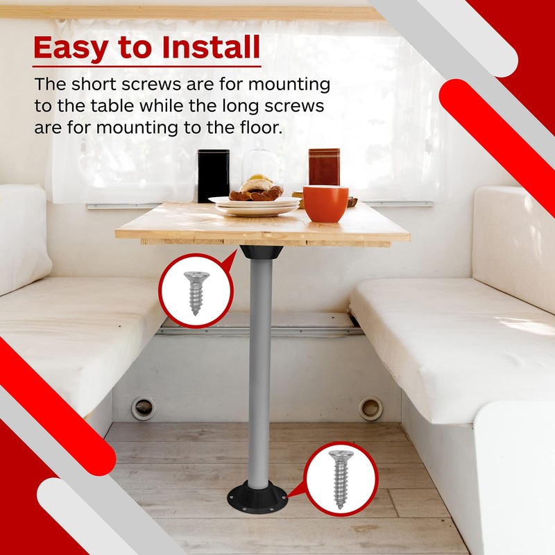 TonGass (2-Pack, Black Aluminum RV Table and Floor Mounting Base