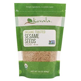 kevala Kevala Organic Toasted Sesame Seeds C 16 oz C 1 lb C Organic Seeds to Eat - Unhulled C For Cooking C Gluten Free C Vegan C Roasted Sesame