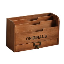 Ansimple Vintage Natural Wooden Drawer Small Magazine Rack Fashion Accessories