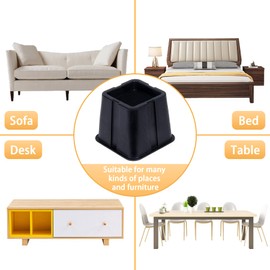 Bed Risers 5 inch,Heavy Duty Furniture Risers 6 Pack Square Dorm Lift for Couch Table Desk Sofa Chair Stackable/Anti-Skid/WearResistant/Adjustable Bed Riser,6 Pack