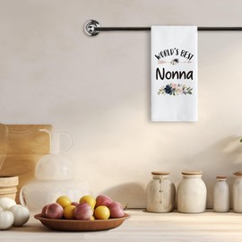 TNUW Best Nonna Kitchen Towel 16″×24″, World’s Best Floral Soft and Absorbent Tea Towel for Kitchen, Birthday Christmas Thanksgiving Gift for Nonna