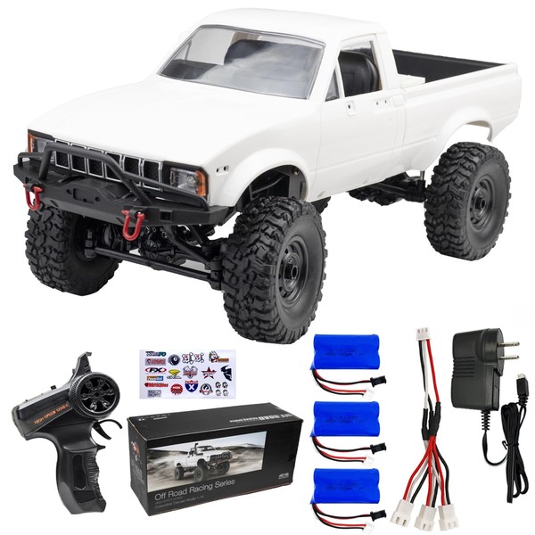 LEOSO WPL C24 1/16 RC Crawler RC Car Upgraded 1200mah Battery RC Rock Crawler RC Trucks Off-Road 2.4GHz 4WD RTR Men Adult White