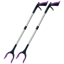 HPr-HPi 2-Pack Reacher Grabber Tool, Foldable Trash Picker Grabber, Trash Gripper, Garden Nabber, Litter Picker, Extended Grabber（Red/Red)
