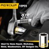 10 PCS 3/8-Inch Drive Shallow Socket Set, Standard SAE, 5/16"-