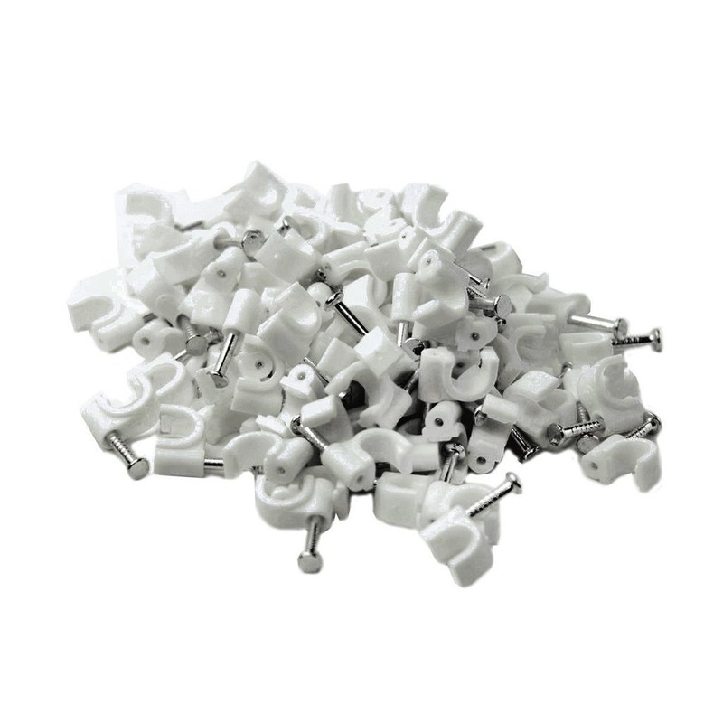 QualGear 6mm Cable Clips, White, 100 Pack, CC1-W-100-P