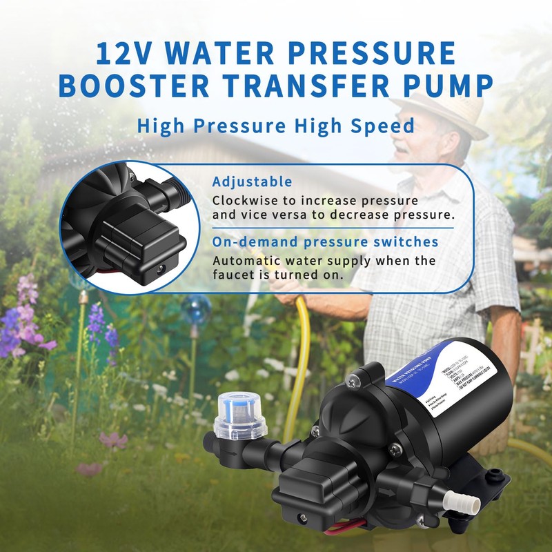 12V DC RV Fresh Water Pump for Home,4GPM 45PSI Self