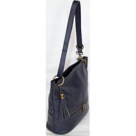 LucieElle Bag Leather Women's Shoulder Strap/Bag Leather Ladies Italian Bag Leather Ladies Pompon/Handbag Women Leather/Handbag Ladies Leather Shoulder 'Ornella', Navy, navy