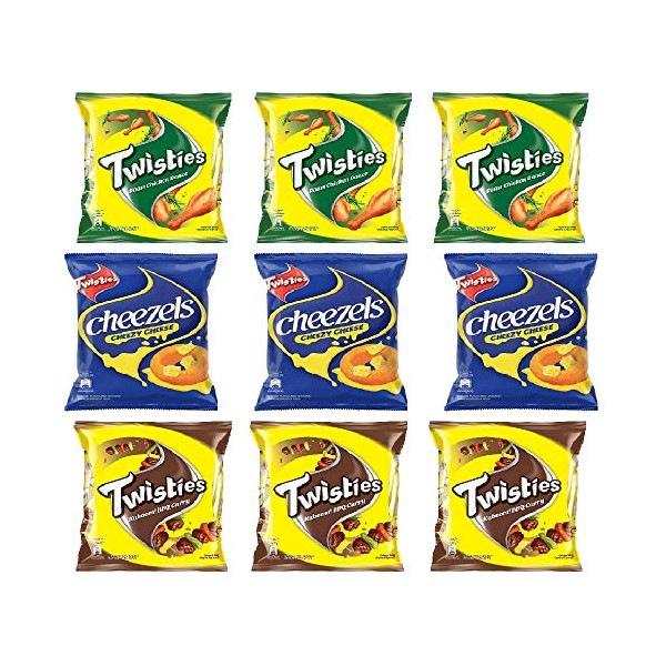 Twisties Mix 3 Flavor Family Pack Snacks 9 x 15g