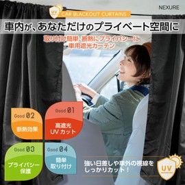Nexure (Recommended by Car Travel Professionals) Car Blackout Curtain for Sleeping in Car, Blindfold, Room Divider, UV Protection, Sunshade, Heat Insulation Effect, Easy Installation, Washable, Car