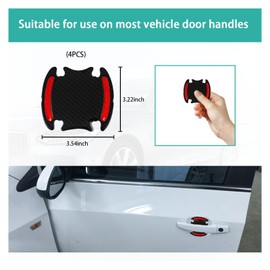 Augeny 4-Pack Car Handle Protectors, Universal 3D Carbon Fiber Auto Door Handle Paint Guard, Anti-Scratch Bowl Protective Film (Red)