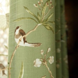 Vintage Birds Curtains 84 Inches Length Farmhouse Linen Blend Curtain Panels for Living Door Grommet Half Light Blocking Country Style Floral Print Drapes for Home Decor 1 Panel W39 X L84 Inch