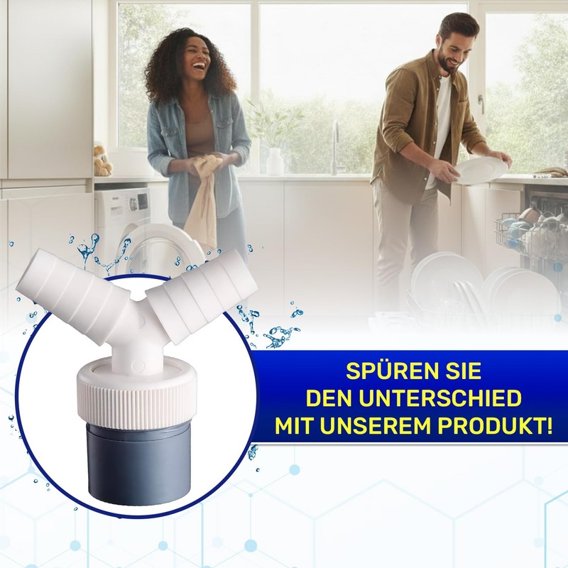 Monteral Washing Machine Drain Adapter and Double Connection Y-Distributor for