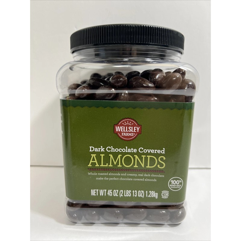 Wellsley Farms Dark Chocolate Covered Almonds, 45 oz. - BULK-