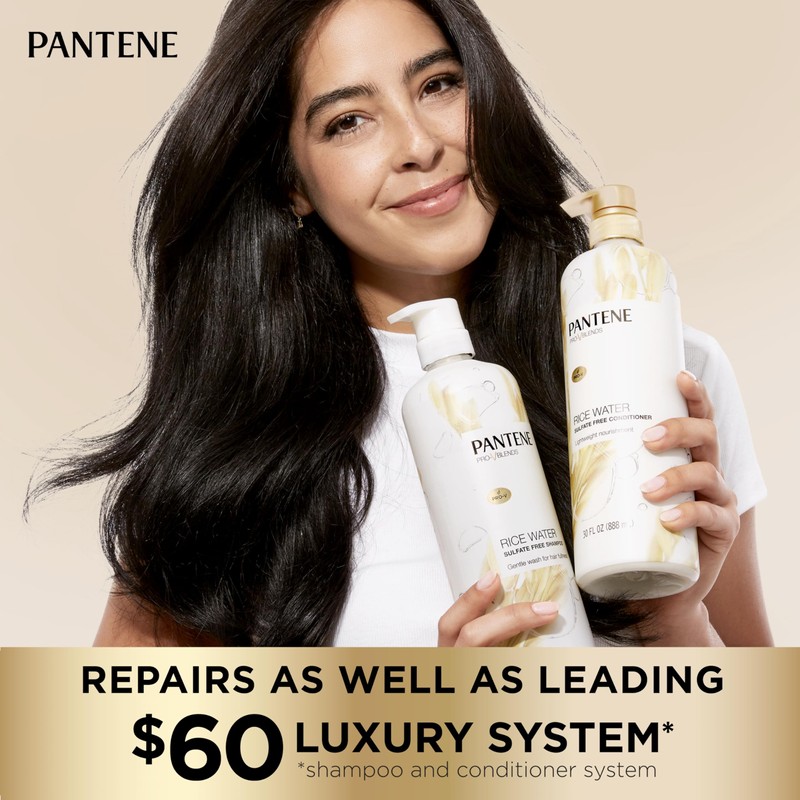 Pantene Sulfate Free Shampoo with Rice Water, Protects Natural Hair