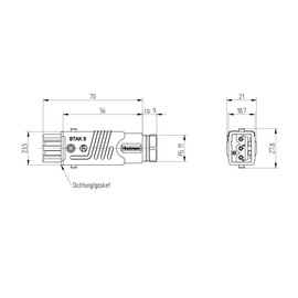 Hirschmann -Coupling plug STAK 3N for blinds, awnings, roller shutters. 230 V.