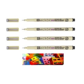 Pigma MICRON Sakura 003, 005 Black Set of 4 and 1 Card