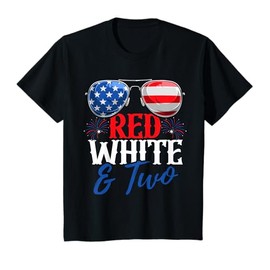 Kids Red White And Two 4th Of July Birthday Party America 2nd T-Shirt