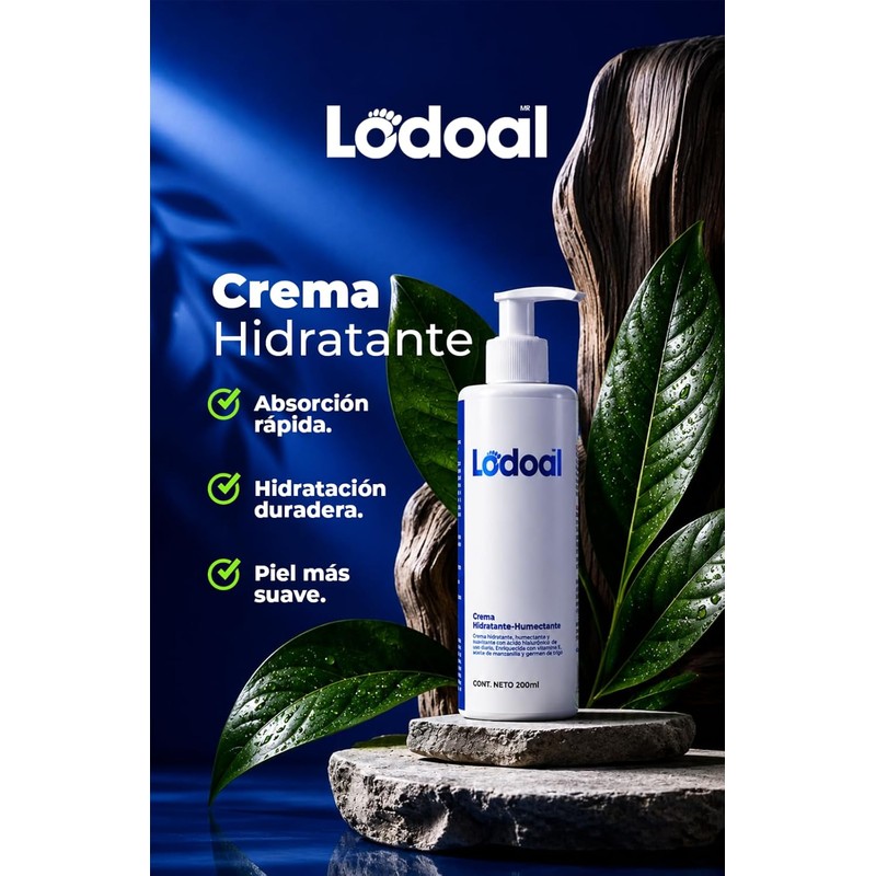 Crema para Pies Hidratante Humectante, y Piernas, Lodoal, con Ácido