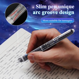 Atsy Fountain Pen Retractable 0.38mm, Blue&black Ink Medium Nib Transparent Barrel For Calligraphy, Includes 5 Refillable Ink Cartridges, For Smooth Writing No Leaking (Dark Blue)