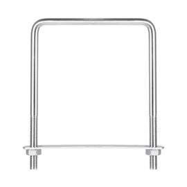 sourcing map 2 Sets Square U Bolts 102 mm (4.02 Inches) Inner Width 140 mm Length M8 304 Stainless Steel U Clamping Screw with Nut and Plate for Boat Trailer