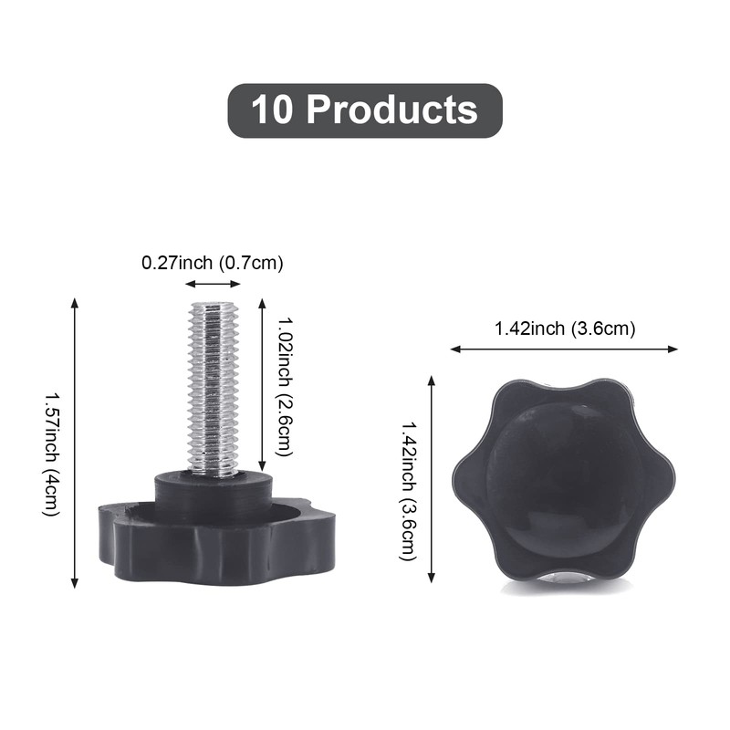 Yuhtech M8 x 25mm Thumb Screw, 10PCS Star Head Threaded