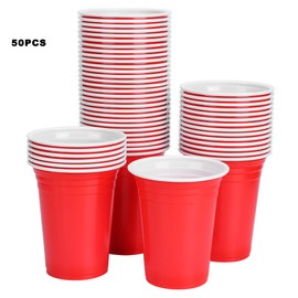 50Pcs 360ml Disposable Party Cups Plastic Cup Party Game Supplies for Bar Barbecue PicnicRed 360ml