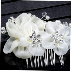 WOONEKY Elegant Crystal Rhinestone Hair Comb for Brides White Floral Headdress Delicate Wedding Accessories for Engagements Proms and Special Occasions