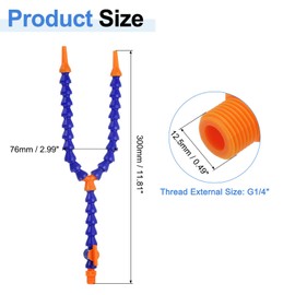 uxcell 4Pcs G1/4" Thread Flexible Water Oil Coolant Pipe Hose, 300mm Plastic Adjustable Round Nozzle Y Shape Cooling Pipe Hose with Switch for Lathe CNC Water Cooling System