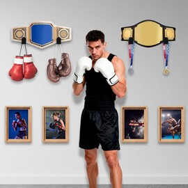 PrreDeACCE 2Pcs Wrestling Championship Belt Display Holder for Wall,Wrestling Championship Belt Wall Mount Display Case,Belt Horizontal Wall Mount Organizer Perfect Belt Hanger for Adults