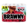 Brawny Tear-A-Square 3-Ply Paper Towels, 6 Double Rolls = 12
