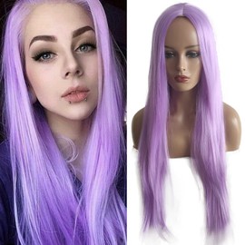 Full Long Lilac Straight Wigs for Black Women Synthetic Wigs Purple Full Wigs Hair Cosplay Party Wigs/Daily Wig